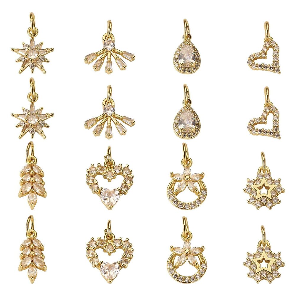 2902 Beadthoven 16pcs Assorted Cubic Zirconia Crystal Charms Pendants Real